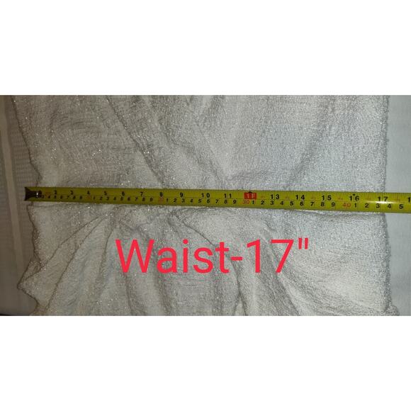 Badgley Mischka Dress Womens Plus 16 White Party Formal Gown Sparkly Peplum Text - Picture 15 of 16